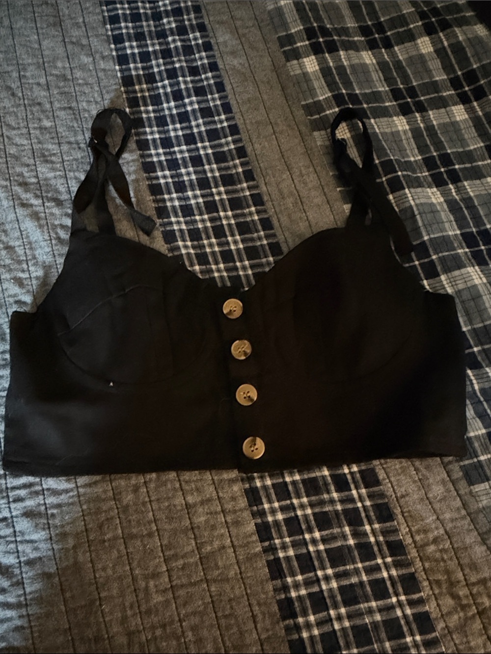 Princess Polly black Button-Front Cropped Bustier Top